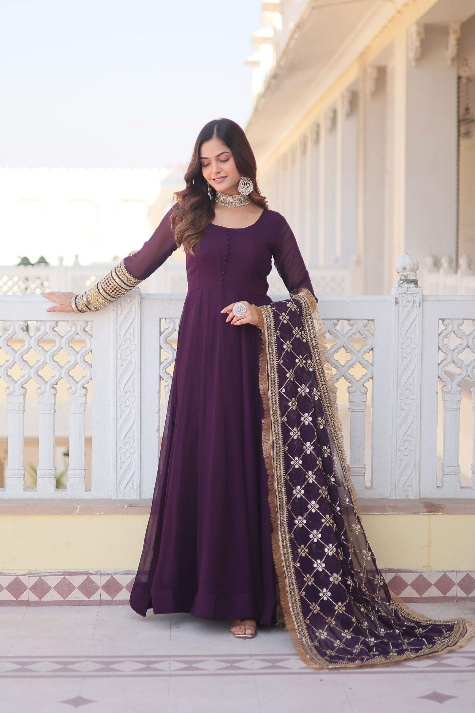 KA 1070 Designer faux Blooming Gown With Dupatta Wholesale Market In Surat 